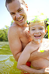 Swimming in the lake with dad