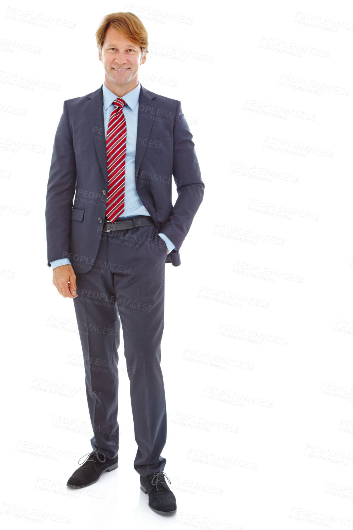 Buy stock photo Full length studio portrait of a confident mature businessman isolated on white