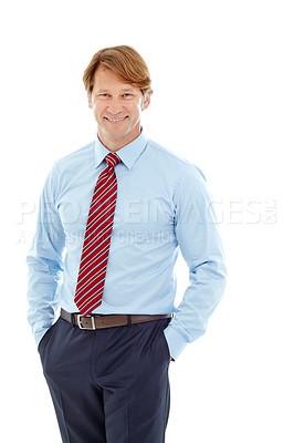 Buy stock photo Studio portrait of a confident mature businessman isolated on white