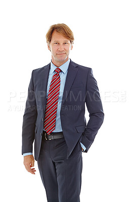 Buy stock photo Studio portrait of a confident mature businessman isolated on white