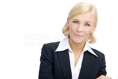 Buy stock photo A gorgeous young businesswoma isolated on a white background