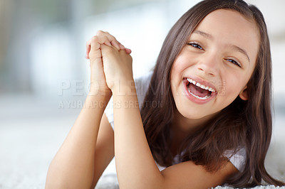 Buy stock photo Portrait of a laughing pretty girl 