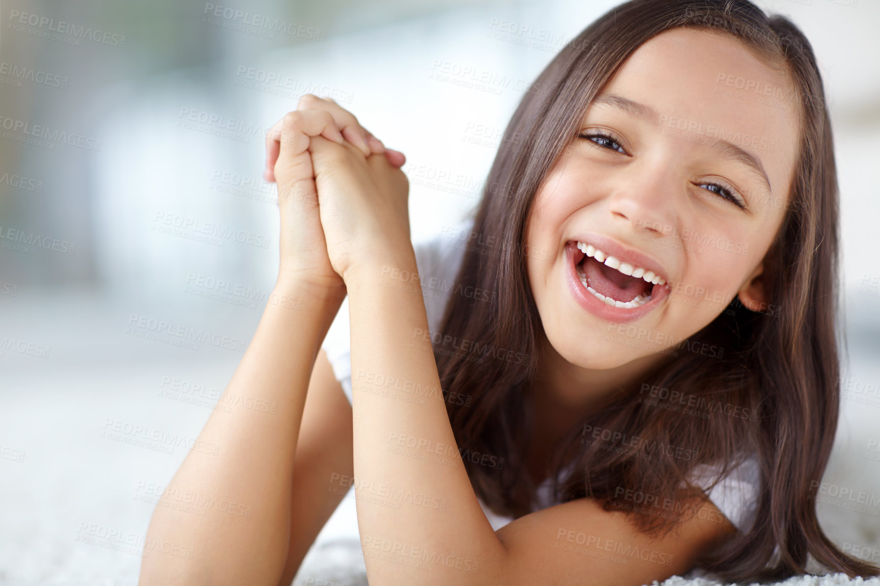 Buy stock photo Portrait of a laughing pretty girl 