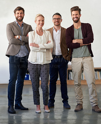 Buy stock photo Group of contemporary creative professionals in an open office space