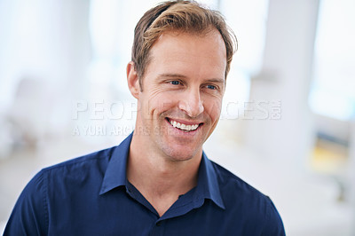 Buy stock photo Cropped shot of a handsome man at home