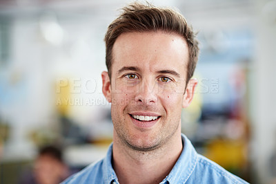 Buy stock photo Portrait of smiling man in a casual work environment