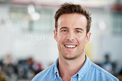 Buy stock photo Portrait of smiling man in a casual work environment