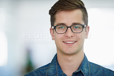 Buy stock photo Portrait of a handsome young office worker