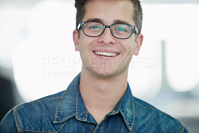 Buy stock photo Portrait of a handsome young office worker