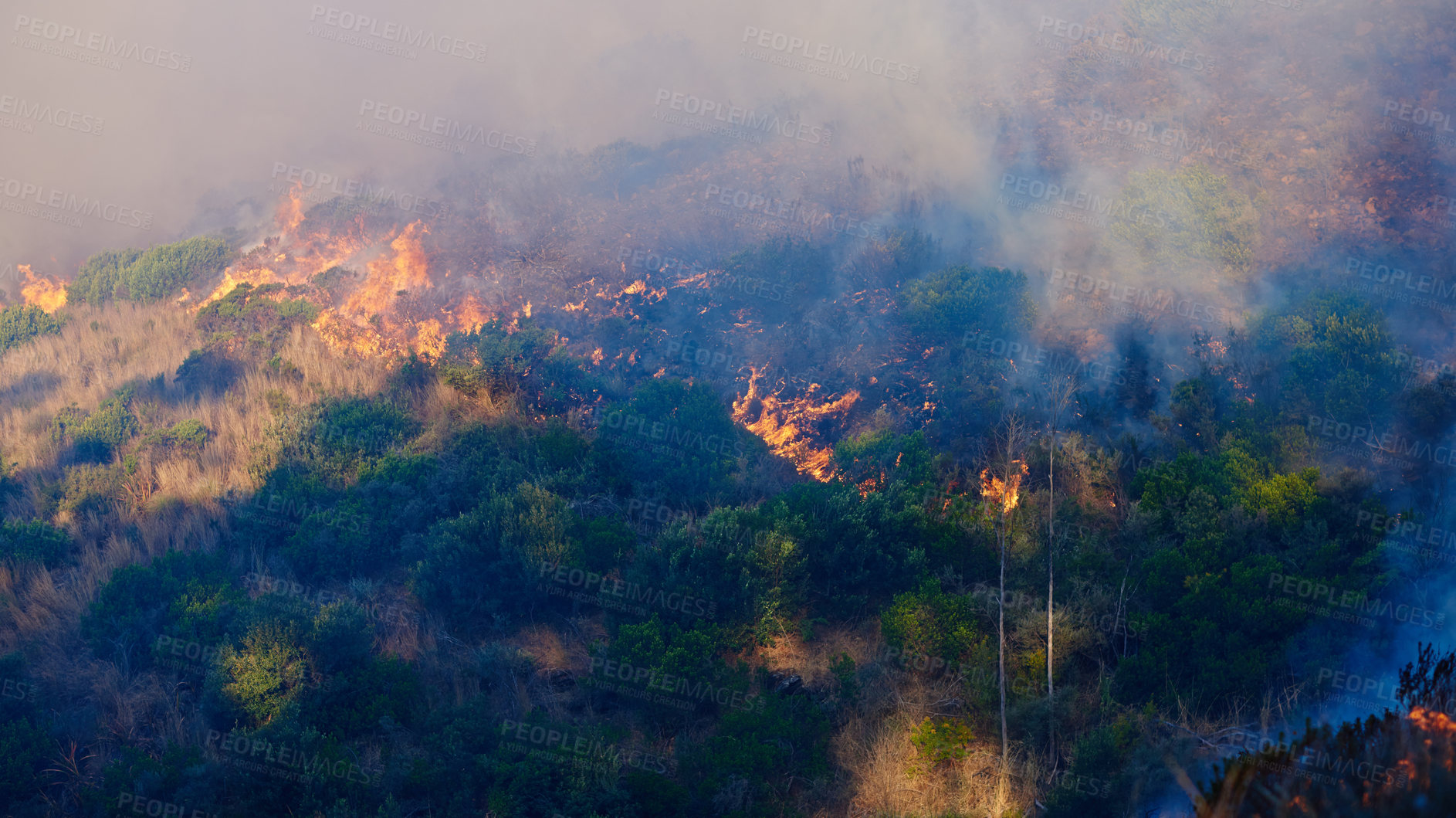 Buy stock photo Shot of a wild fire burning