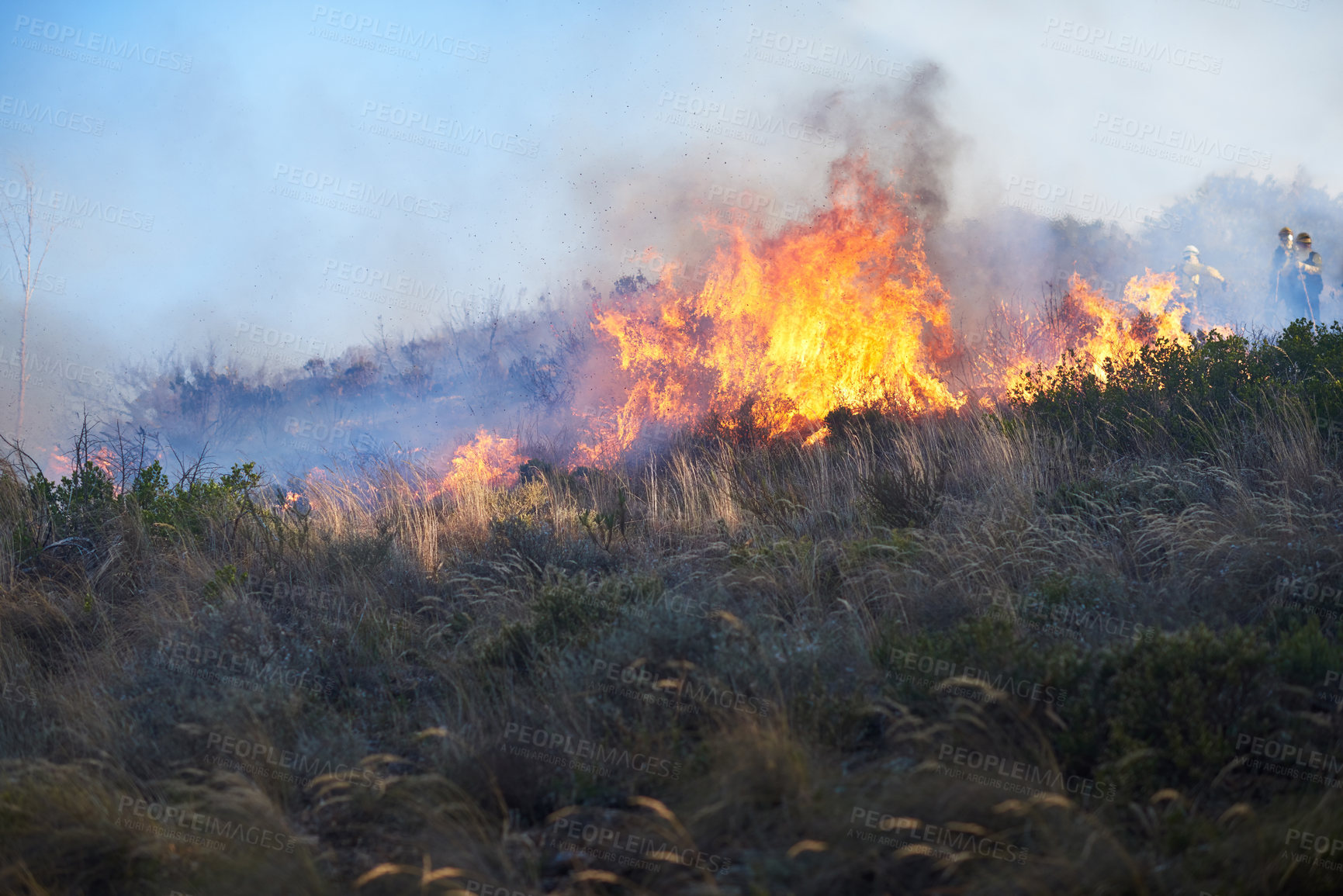 Buy stock photo Shot of a wild fire burning