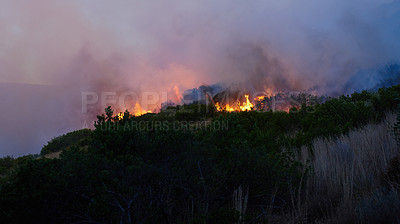 Buy stock photo Shot of a wild fire burning