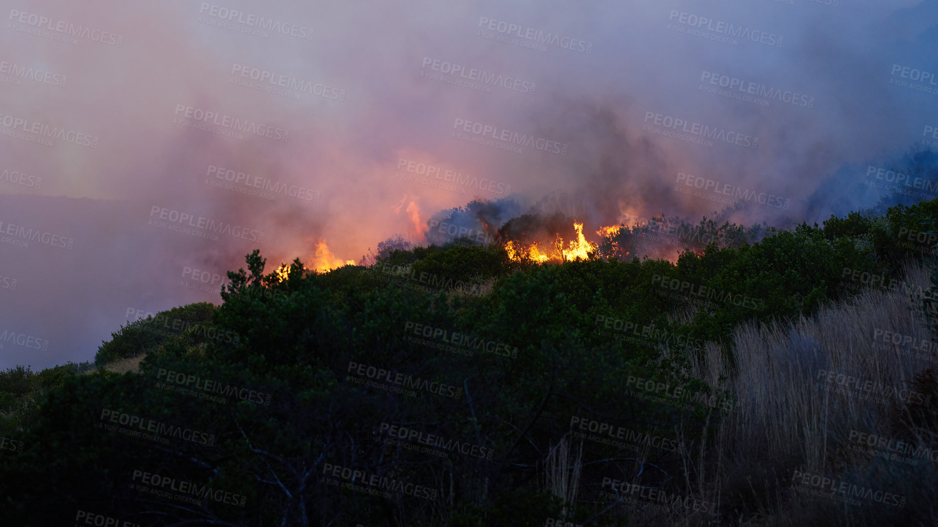 Buy stock photo Shot of a wild fire burning