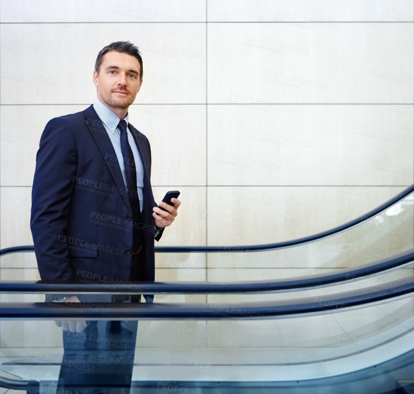 Buy stock photo Email, communication and portrait of a businessman with a phone for contact, internet and app. Executive, chat and corporate employee typing on a mobile for social media, work and online trading
