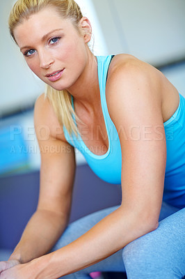 Buy stock photo Portrait of a beautiful blonde ready for gym