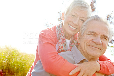 Buy stock photo Portrait of a mature couple smiling at the camera