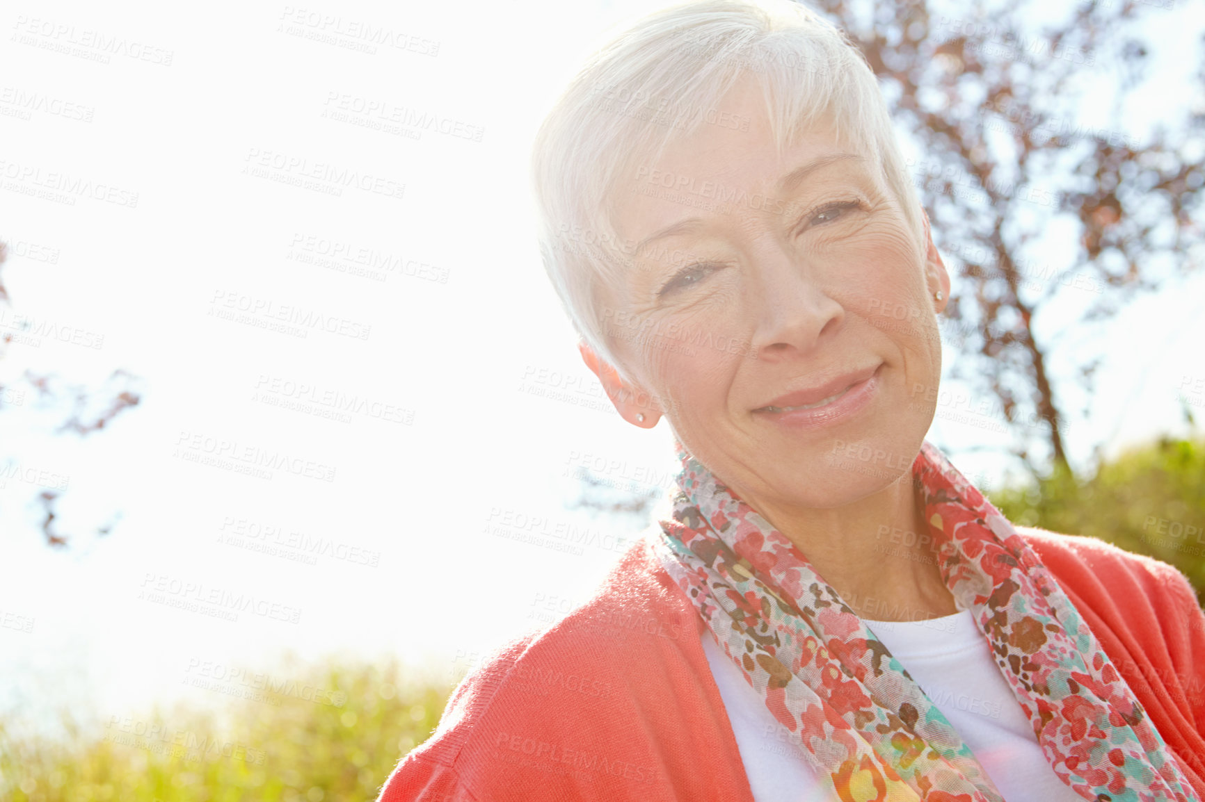 Buy stock photo Close up shot of a mature woman looking content