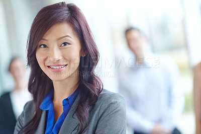 Buy stock photo Smile, business and woman with portrait in office for career in sales or project management and negotiation for deals. Female employee, confident and professional in workplace for performance reports