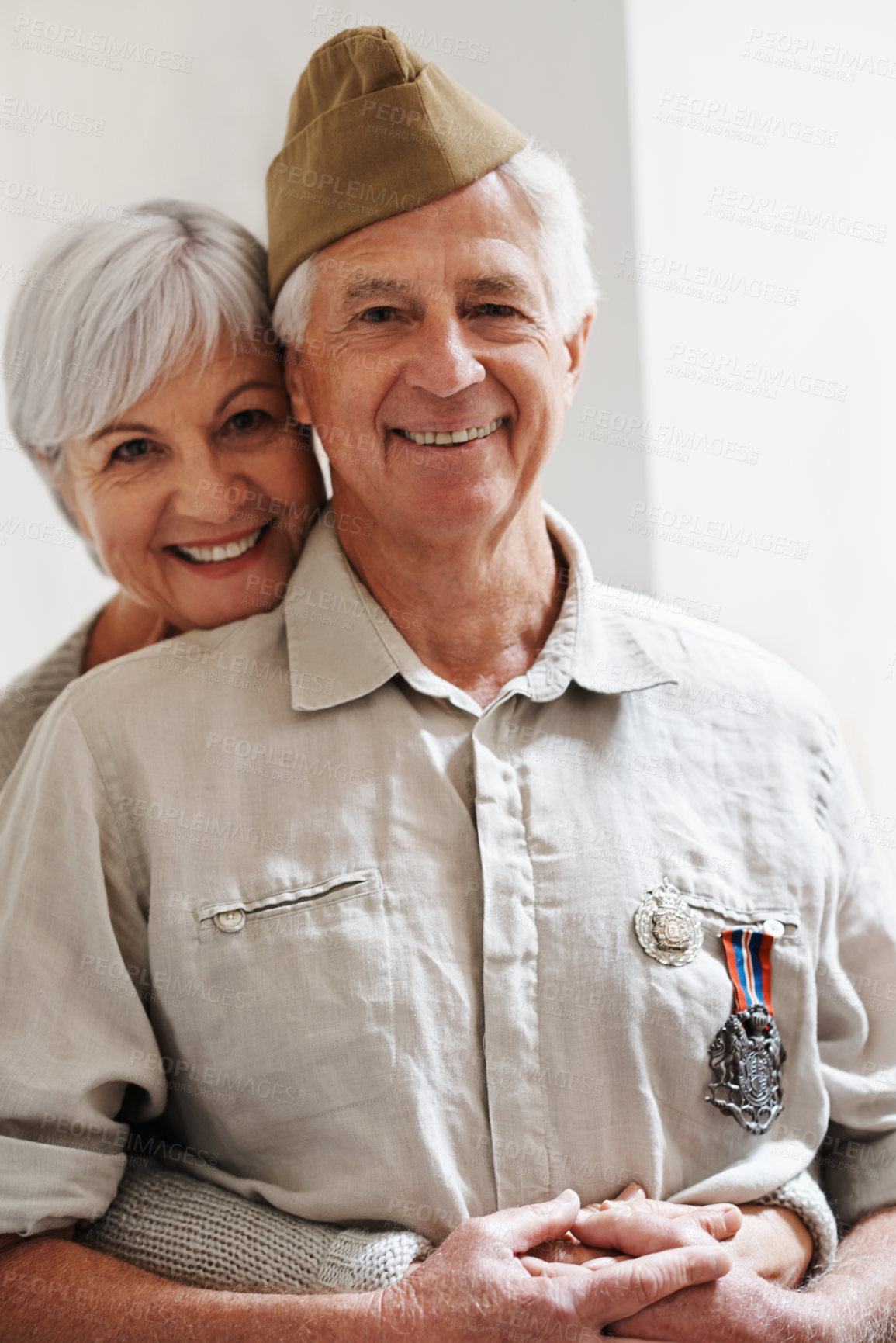 Buy stock photo Cropped shot of a senior war veteran and his wife
