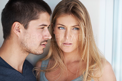Buy stock photo Cropped view of an attractive young couple