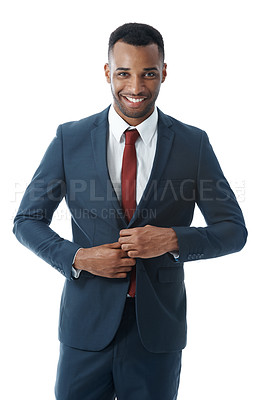 Buy stock photo A stylish young african american businessman isolated on white