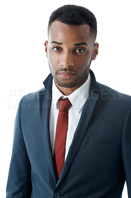 Buy stock photo A stylish young african american businessman isolated on white