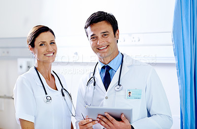 Buy stock photo Portrait of a smiling medical team