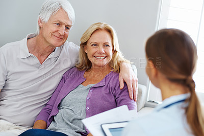 Buy stock photo Shot of a senior couple for a hospital appointment