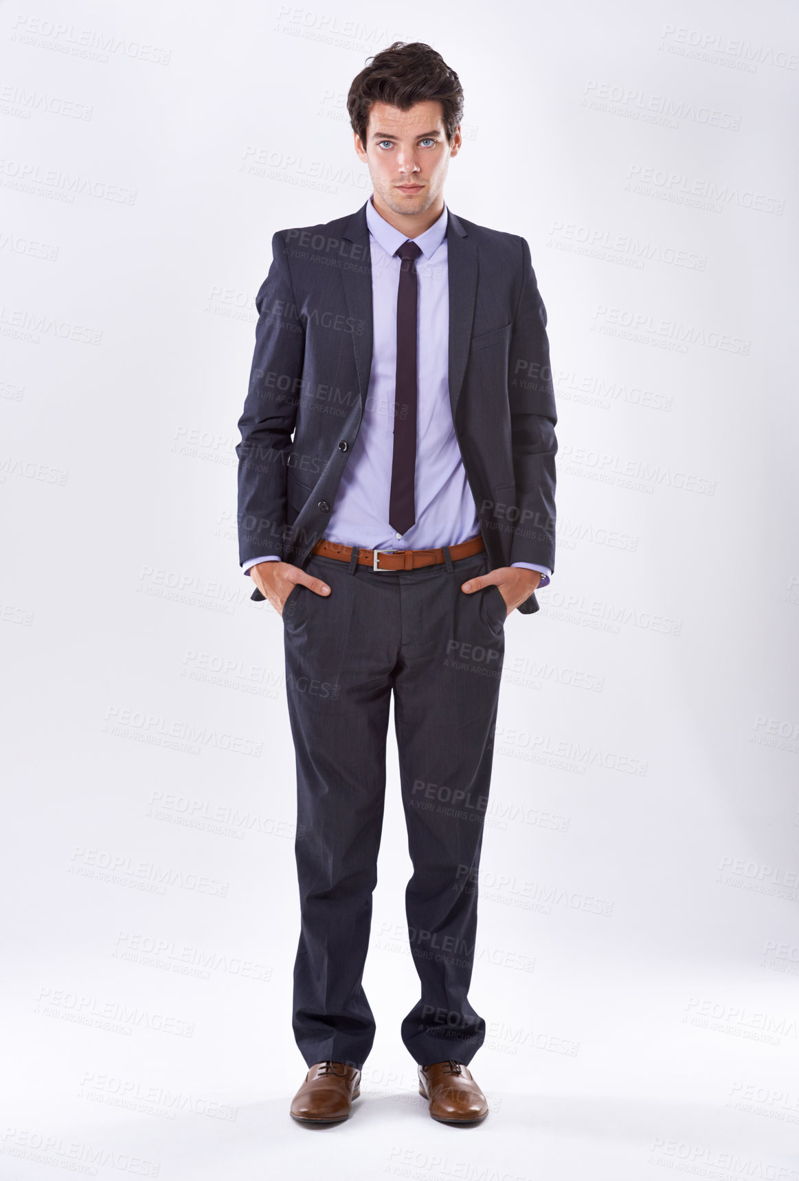 Buy stock photo Business, man and serious on portrait in studio on white background for career opportunity or job interview. Male person, entrepreneur and confident for professional position at work with suit