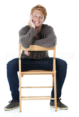 Buy stock photo Studio portrait of a handsome young man with ginger hair