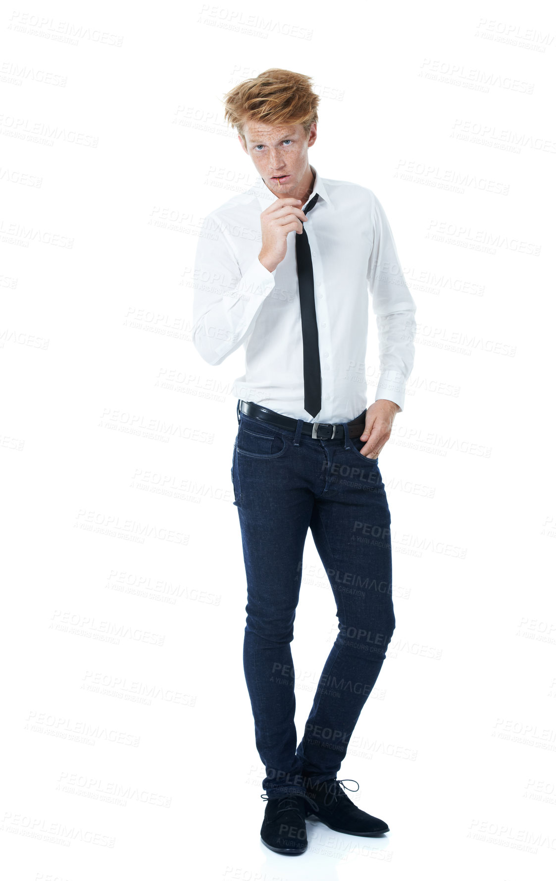 Buy stock photo Studio portrait of a young man staring at the camera