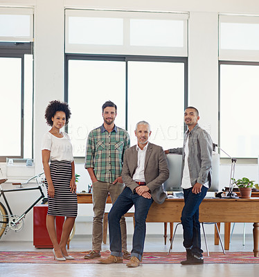 Buy stock photo Full length portrait of a group of coworkers  in an office