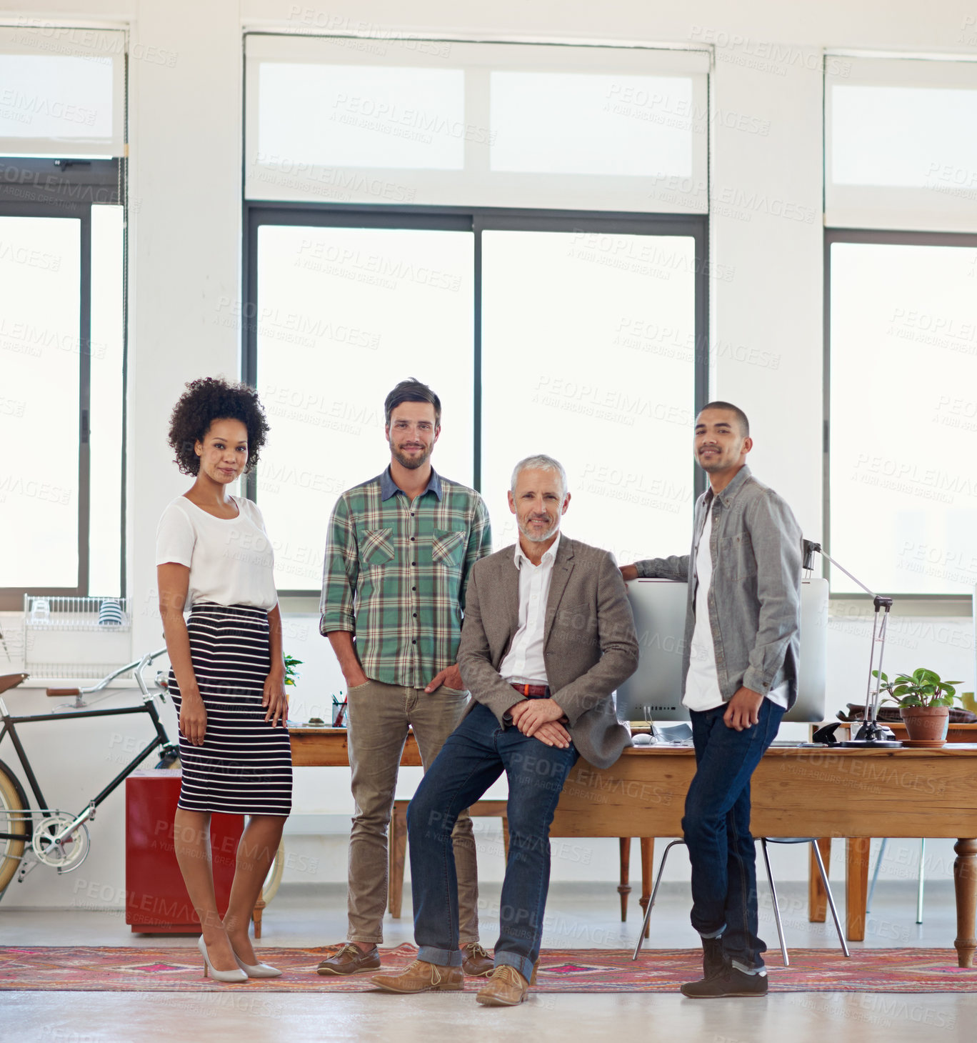 Buy stock photo Full length portrait of a group of coworkers  in an office