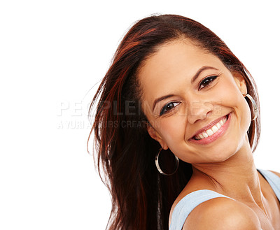 Buy stock photo Studio shot of an attractive young woman isolated on white
