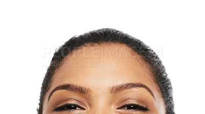 Buy stock photo Cropped image of a young woman's eyes and forehead