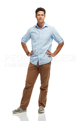 Buy stock photo Studio shot of handsome, expressive young man isolated on white