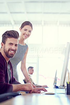 Buy stock photo Cropped view of two young designers working together