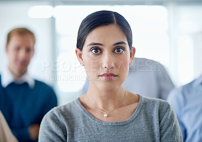 Buy stock photo Portrait of a group of colleagues standing in an office