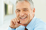 Closeup of smiling middle aged businessman