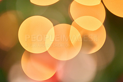 Buy stock photo Closeup shot of Christmas lights - blurred