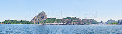 Buy stock photo Panoramic shot of the city of Rio de Janeiro from a distance