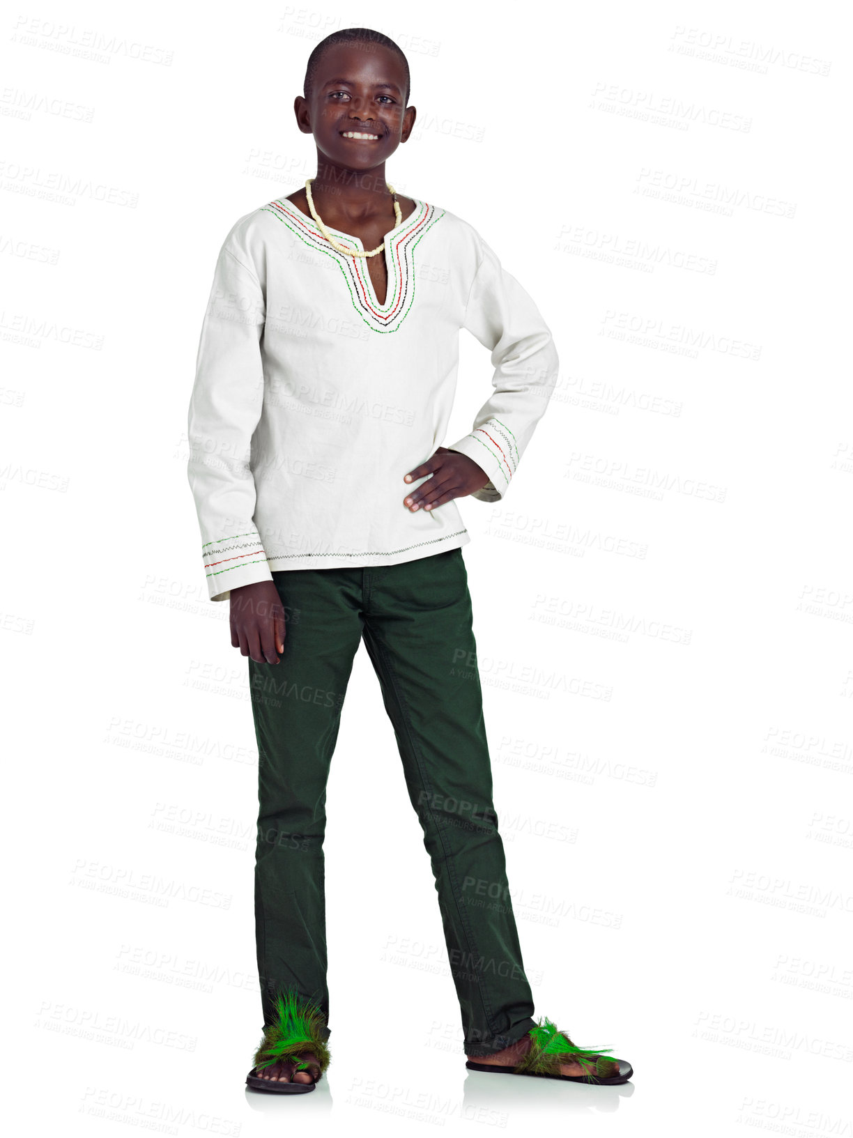 Buy stock photo Full length studio portrait of a young african teenage boy isolated on white