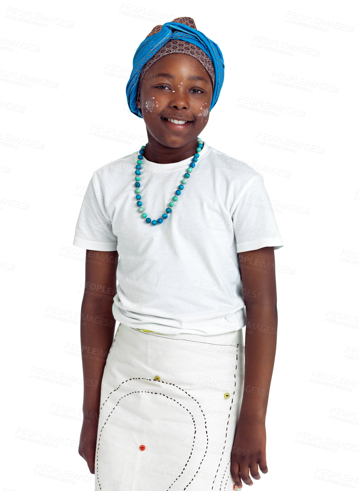 Buy stock photo An african teenage girl standing against a white background