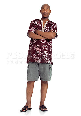 Buy stock photo Full length studio shot of an african man standing against a white background