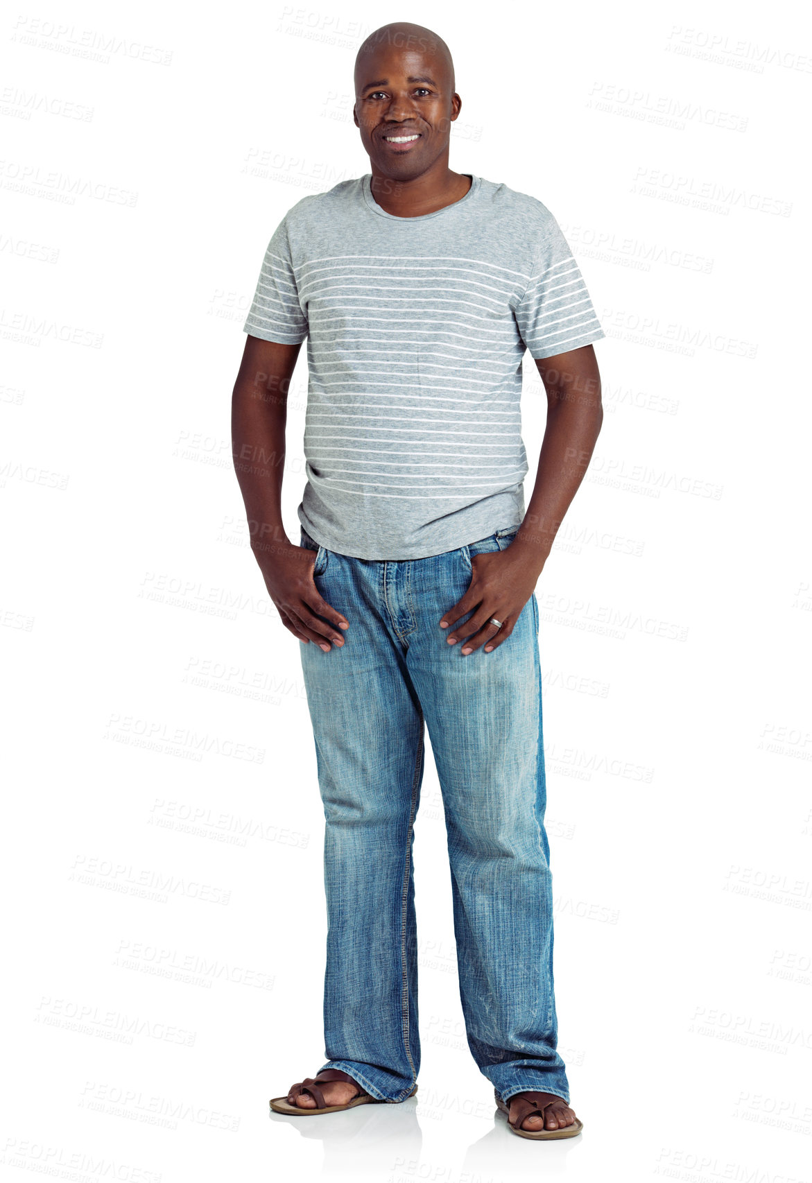 Buy stock photo Studio shot of an african man standing against a white background