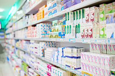 Buy stock photo An aisle in a pharmacy