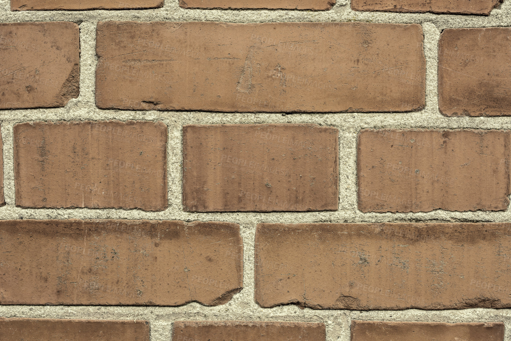 Buy stock photo Brick wall, mortar and closeup for masonry construction, building and texture materials with paste.Cement, concrete and block shape clay with cracks or dents on solid surface or design wallpaper