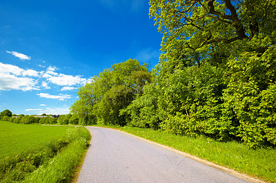 Buy stock photo Road in the countryside in springtime - lots of copy space