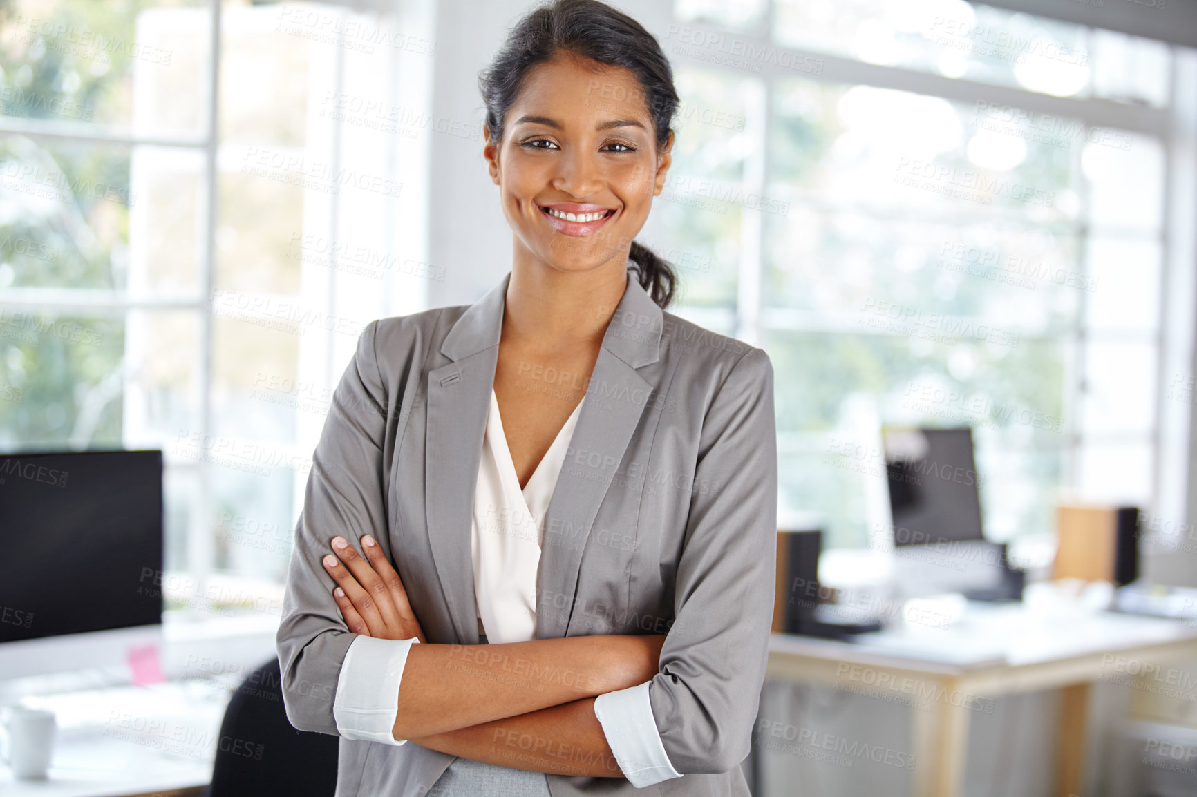 Buy stock photo Portrait of a successful businesswoman in an office