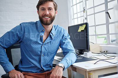 Buy stock photo Shot of a handsome designer smiling at the camera